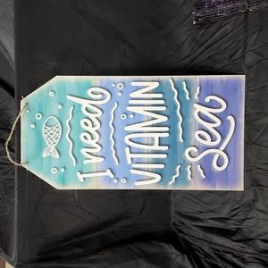 I need some vitamin sea blue green glitter beach house wall hanger